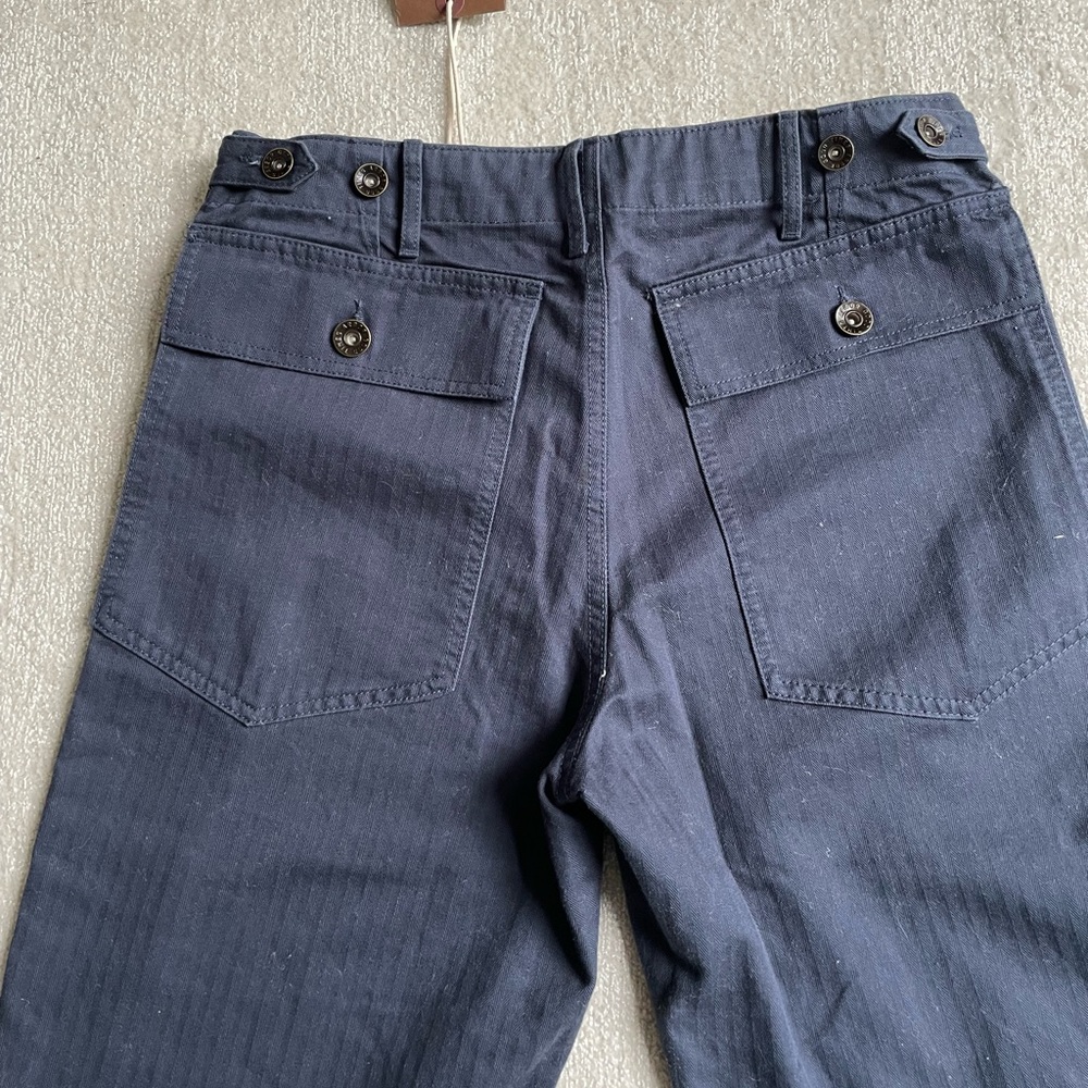 NWT Arbor Fatigue Pants (Organic Cotton Herringbone Button Fly Blue) - Picture 7 of 7